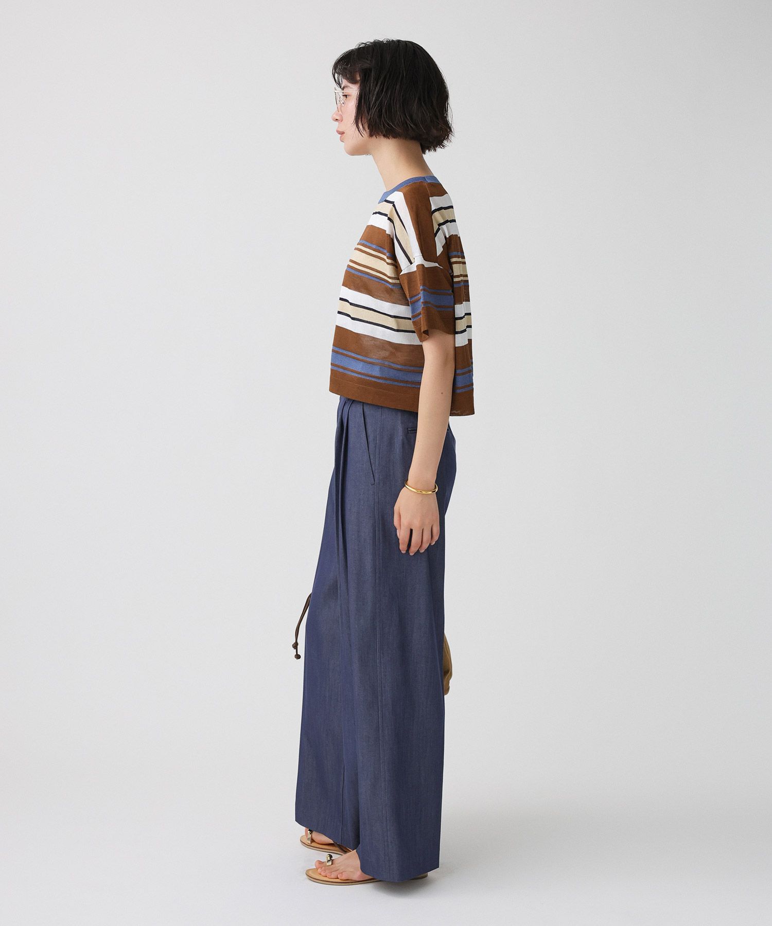 BABYLONE「マルチボーダーショートプルオーバー」|ニット・セーター|