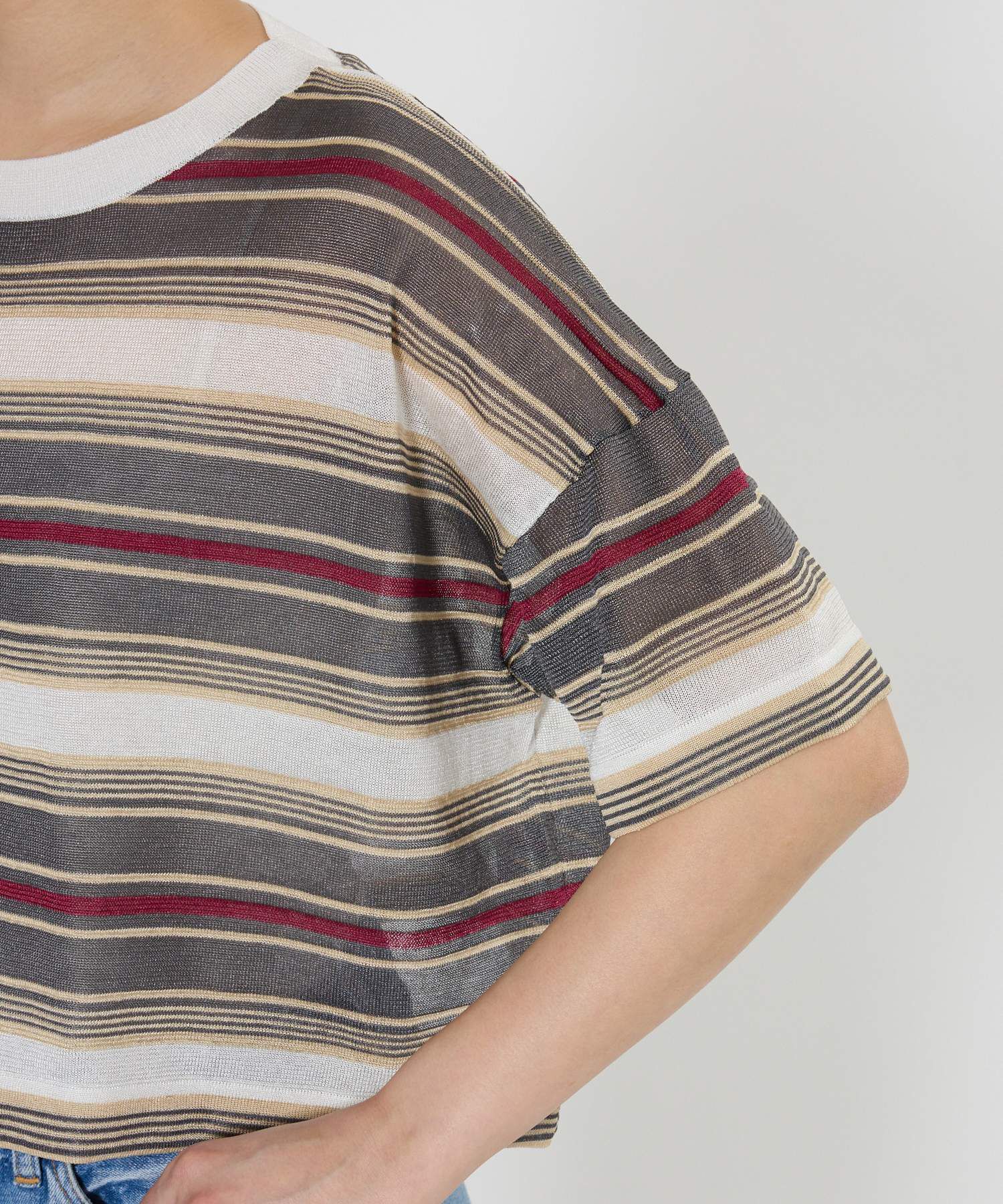 BABYLONE「マルチボーダーショートプルオーバー」|ニット・セーター|