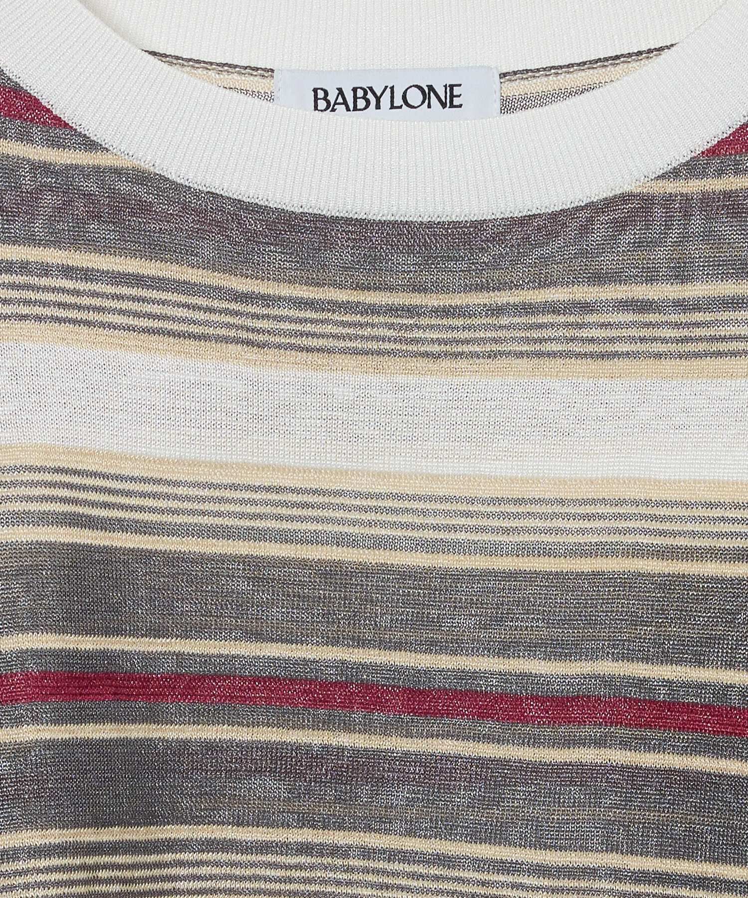 BABYLONE「マルチボーダーショートプルオーバー」|ニット・セーター|