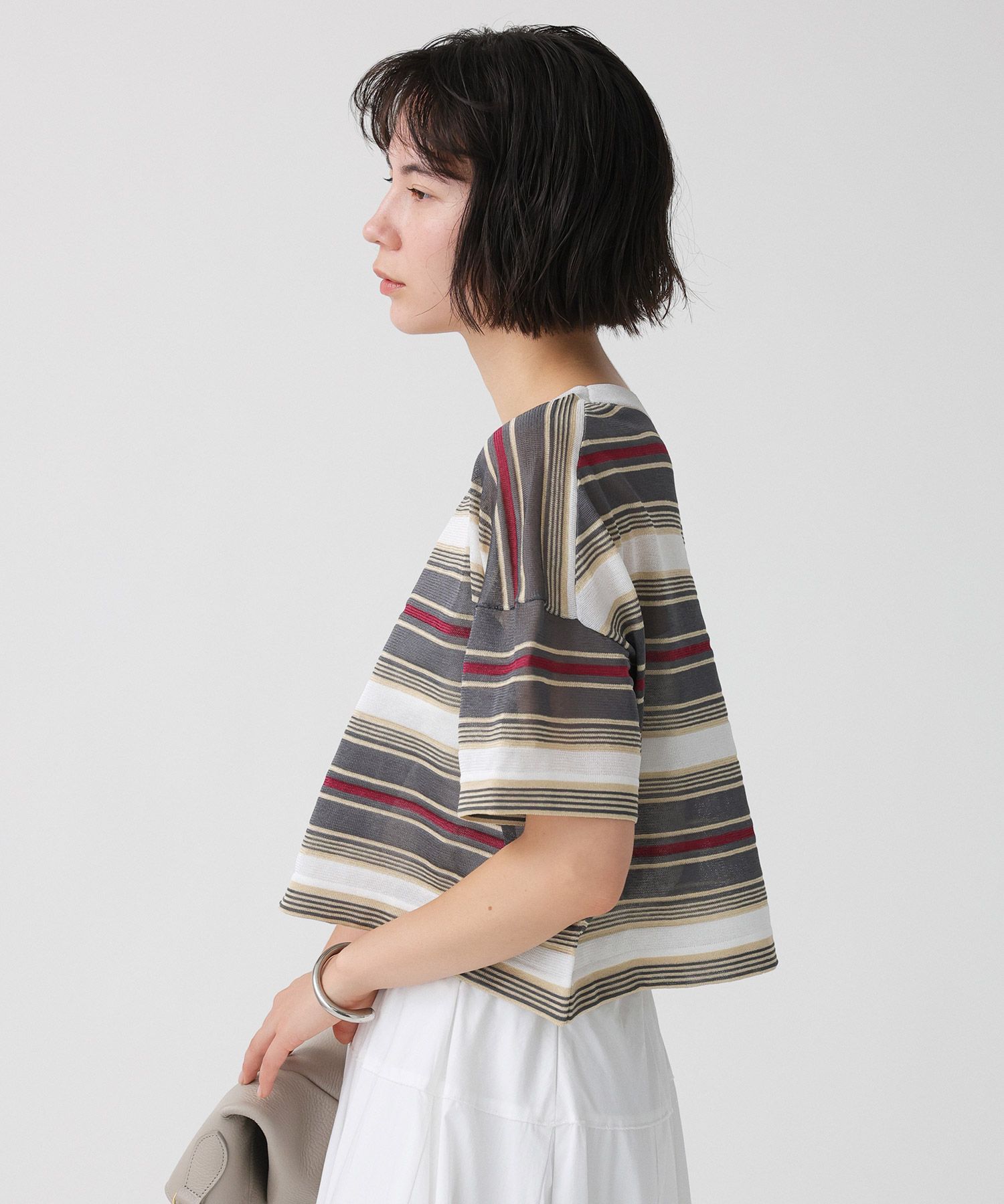 BABYLONE「マルチボーダーショートプルオーバー」|ニット・セーター|