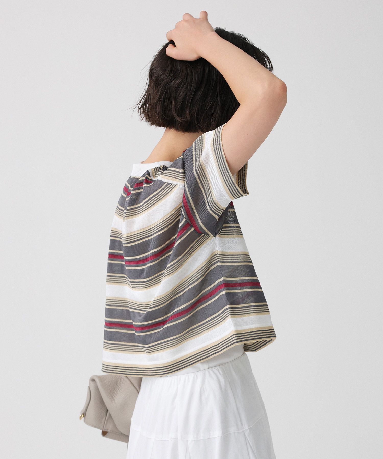 BABYLONE「マルチボーダーショートプルオーバー」|ニット・セーター|