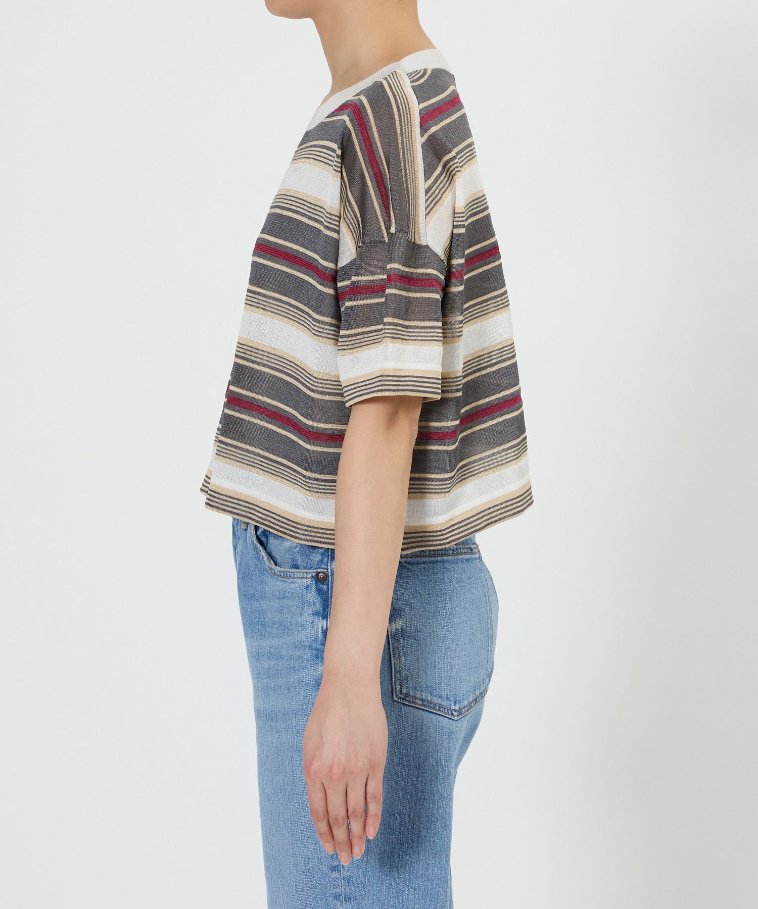 BABYLONE「マルチボーダーショートプルオーバー」|ニット・セーター|