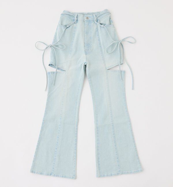  「【SMサイズ展開あり】サイドスリットリボン美脚デニムパンツ」|その他|