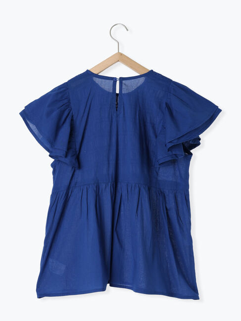 Samansa Mos2 blue「【Made in India】シャーリングブラウス」|シャツ・ブラウス|