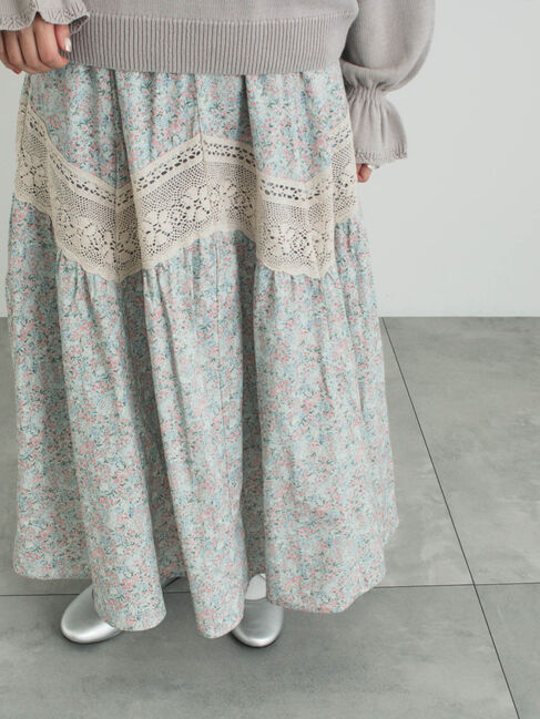 Samansa Mos2「柄アソートティアードレーススカート」|スカート|