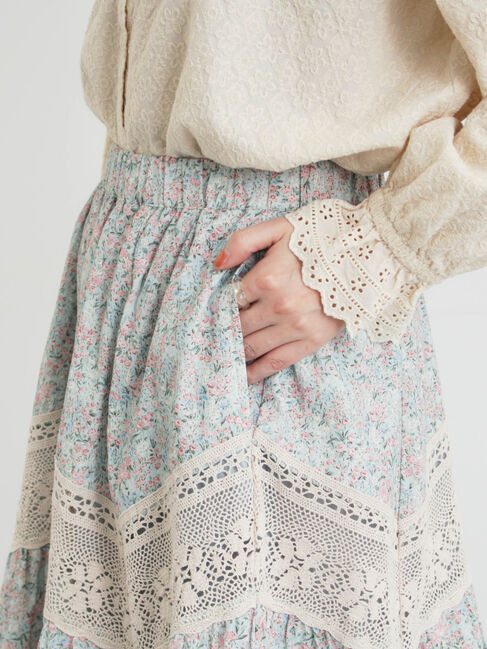 Samansa Mos2「柄アソートティアードレーススカート」|スカート|