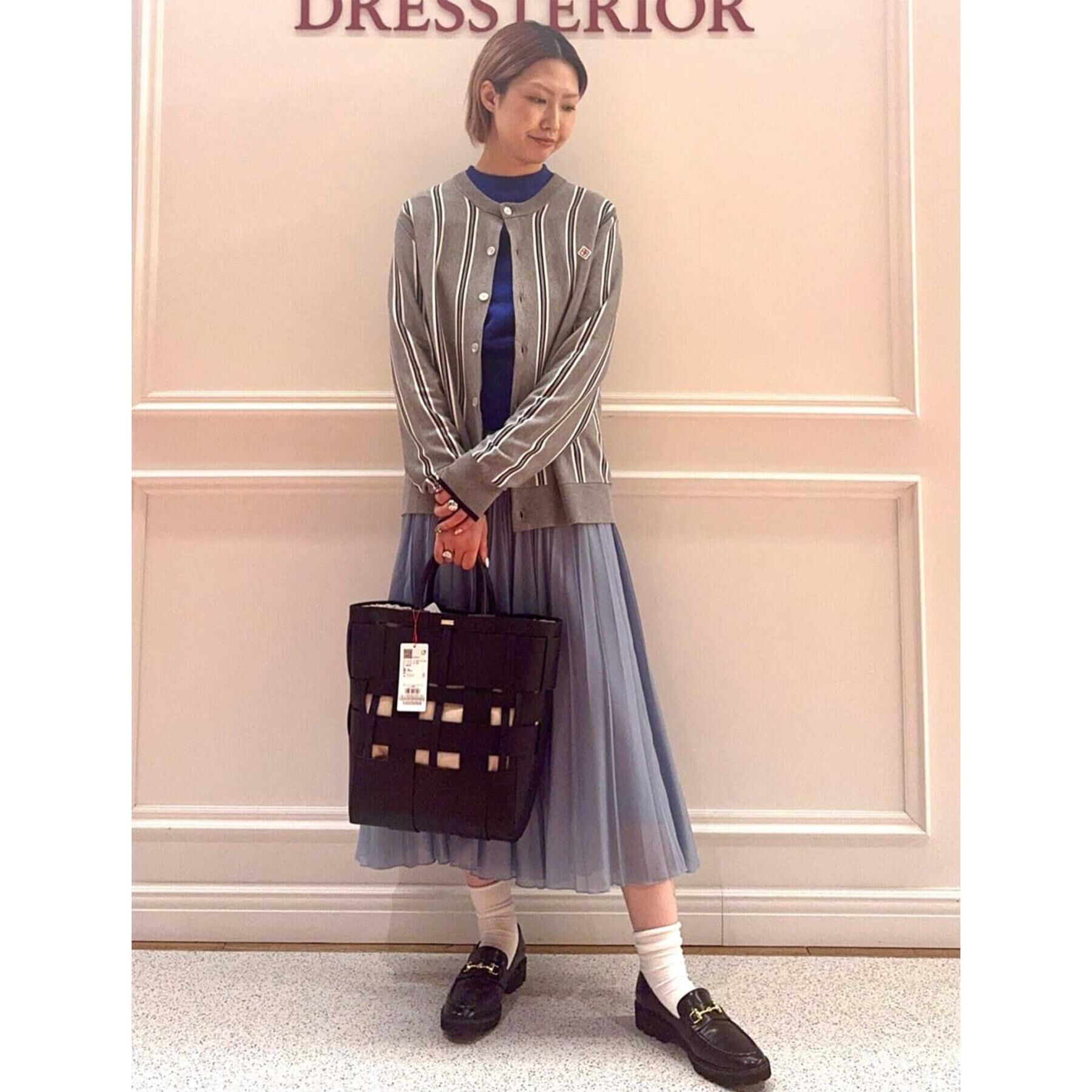 DRESSTERIOR「【ウォッシャブル】ウールレーヨン ストライプラウンドネックカーディガン」|カーディガン|