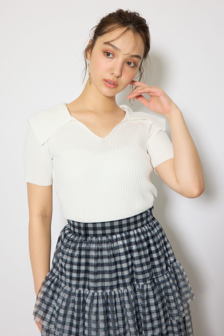 rienda「BIGカラーニットトップス」|ニット・セーター|