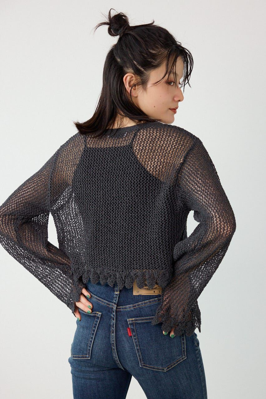 RODEO CROWNS「メッシュ柄リボンボレロ」|カーディガン|