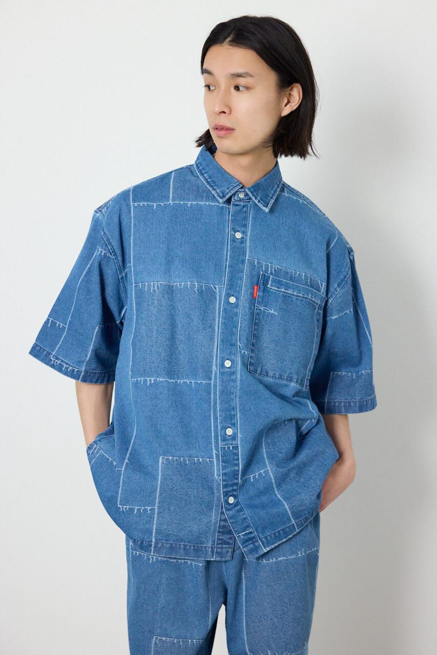 RODEO CROWNS「パッチパターンデニムシャツ」|シャツ・ブラウス|L/BLU1