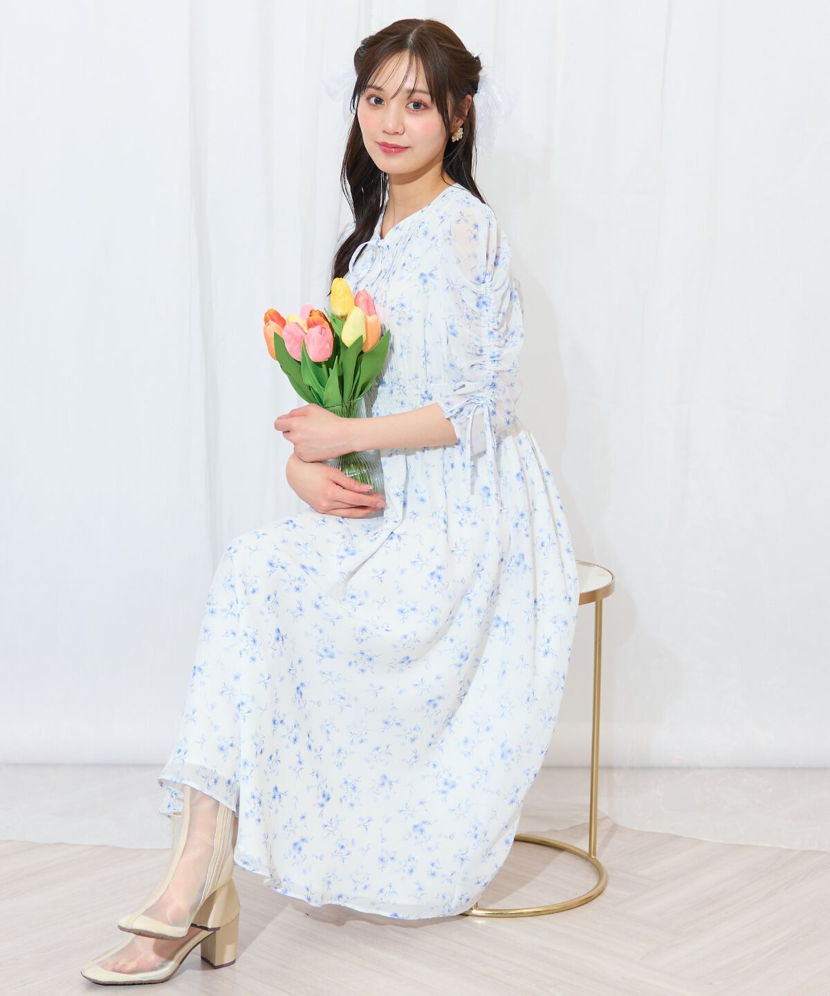 WILLSELECTION「ピンタックウエストシャーリングフラワーワンピース」|ワンピース|