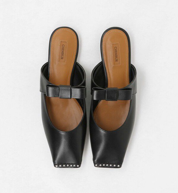 UNITED ARROWS「【別注】＜CHEMBUR＞BOW フラット サンダル」|サンダル|BLACK