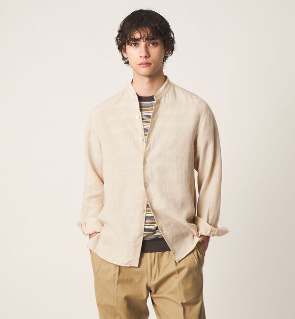 UNITED ARROWS「LIBECO リネン バンドカラー シャツ」|シャツ・ブラウス|