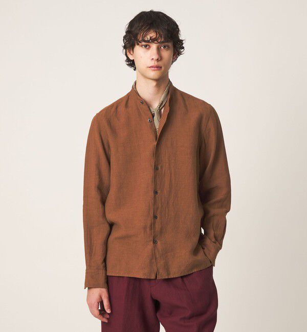 UNITED ARROWS「LIBECO リネン バンドカラー シャツ」|シャツ・ブラウス|