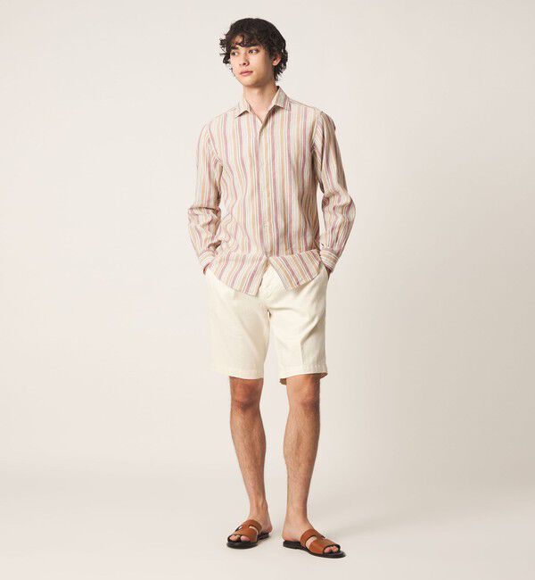 UNITED ARROWS「リネン/コットン ストライプ オープンカラーシャツ」|シャツ・ブラウス|