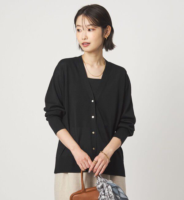UNITED ARROWS green label relaxing「シャーリー Vネック ニット カーディガン ウォッシャブル」|カーディガン|BLACK