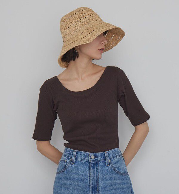 UNITED ARROWS green label relaxing「カップデザインネックTシャツ / カップインナー」|Tシャツ・カットソー|DK.BROWN