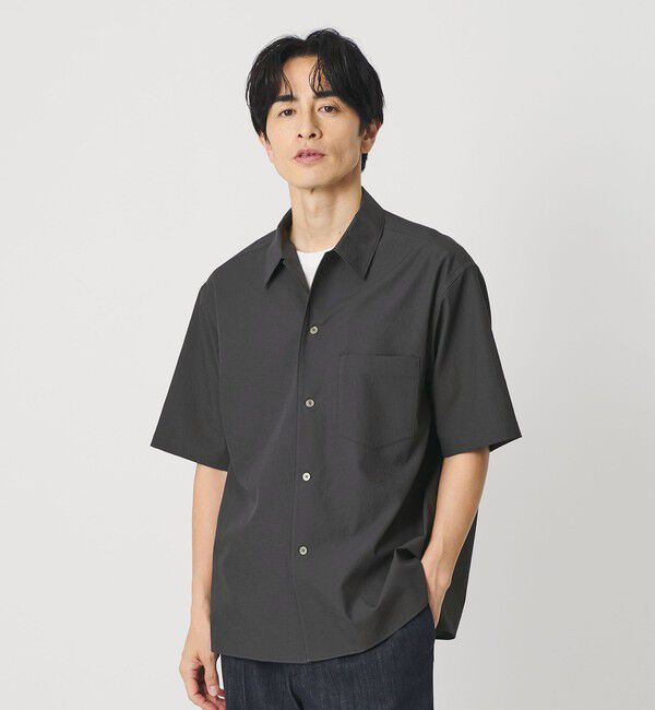 BEAUTY&YOUTH UNITED ARROWS「KOMATSU PACK キャンプカラー ショートスリーブ シャツ GRANDE型 セットアップ対応 撥水 ウォッシャブル」|シャツ・ブラウス|DK.GRAY