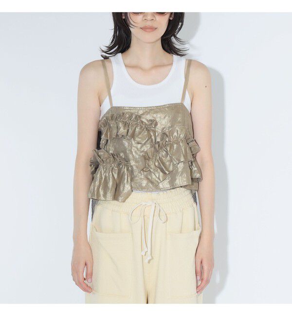 BEAMSBOY「maturely / リネンフリル アンド チュール キャミソール」|シャツ・ブラウス|