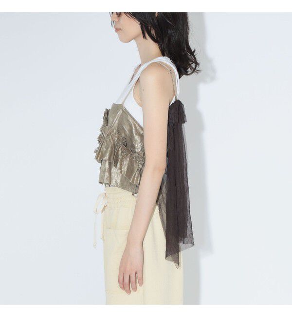 BEAMSBOY「maturely / リネンフリル アンド チュール キャミソール」|シャツ・ブラウス|