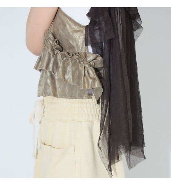 BEAMSBOY「maturely / リネンフリル アンド チュール キャミソール」|シャツ・ブラウス|