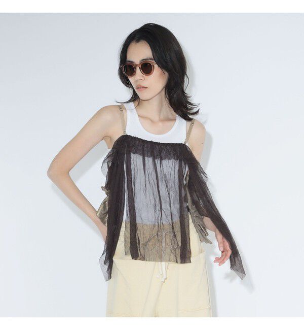 BEAMSBOY「maturely / リネンフリル アンド チュール キャミソール」|シャツ・ブラウス|
