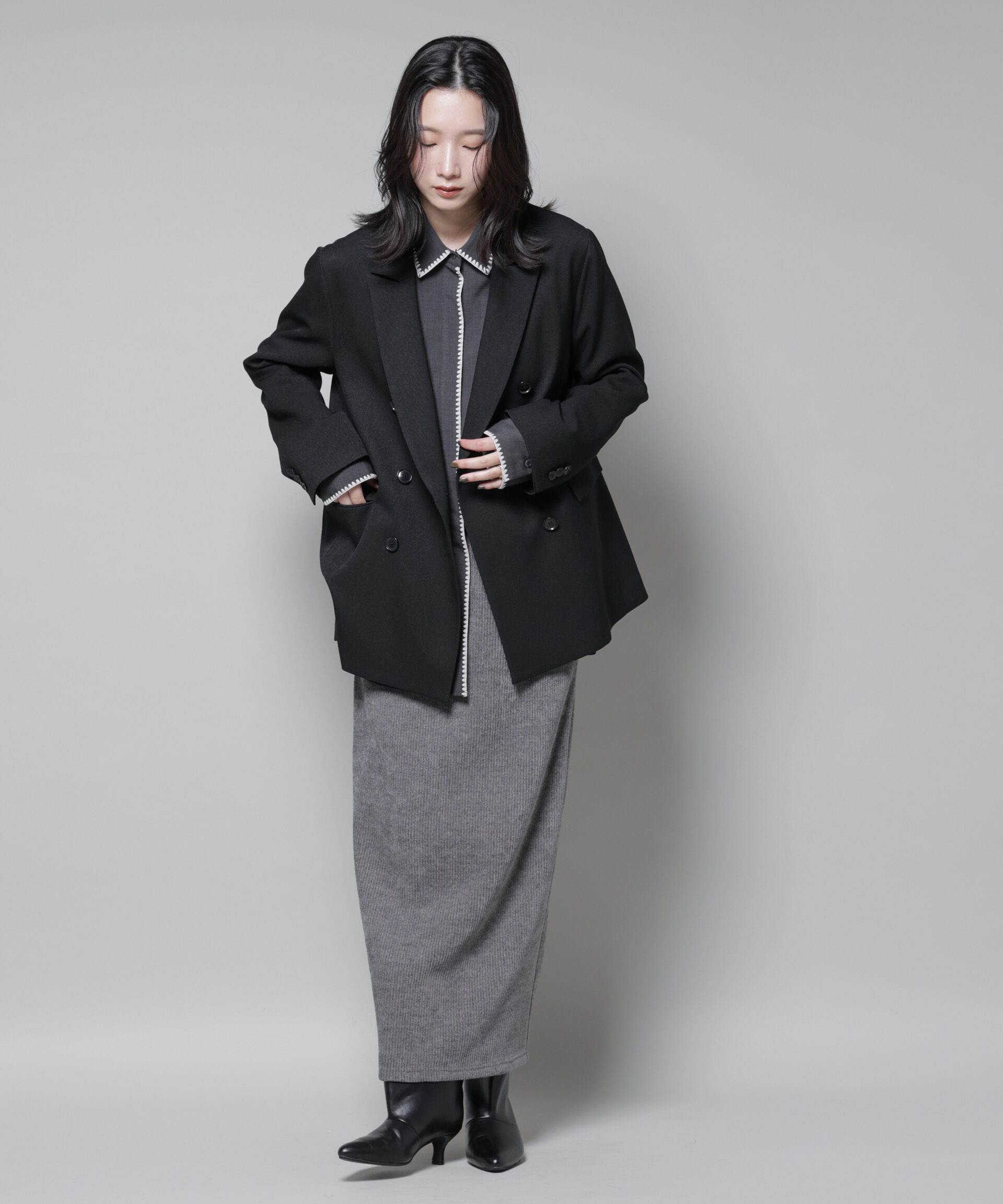 nano･universe「ストレッチサージダブルジャケット(セットアップ可)」|テーラードジャケット|