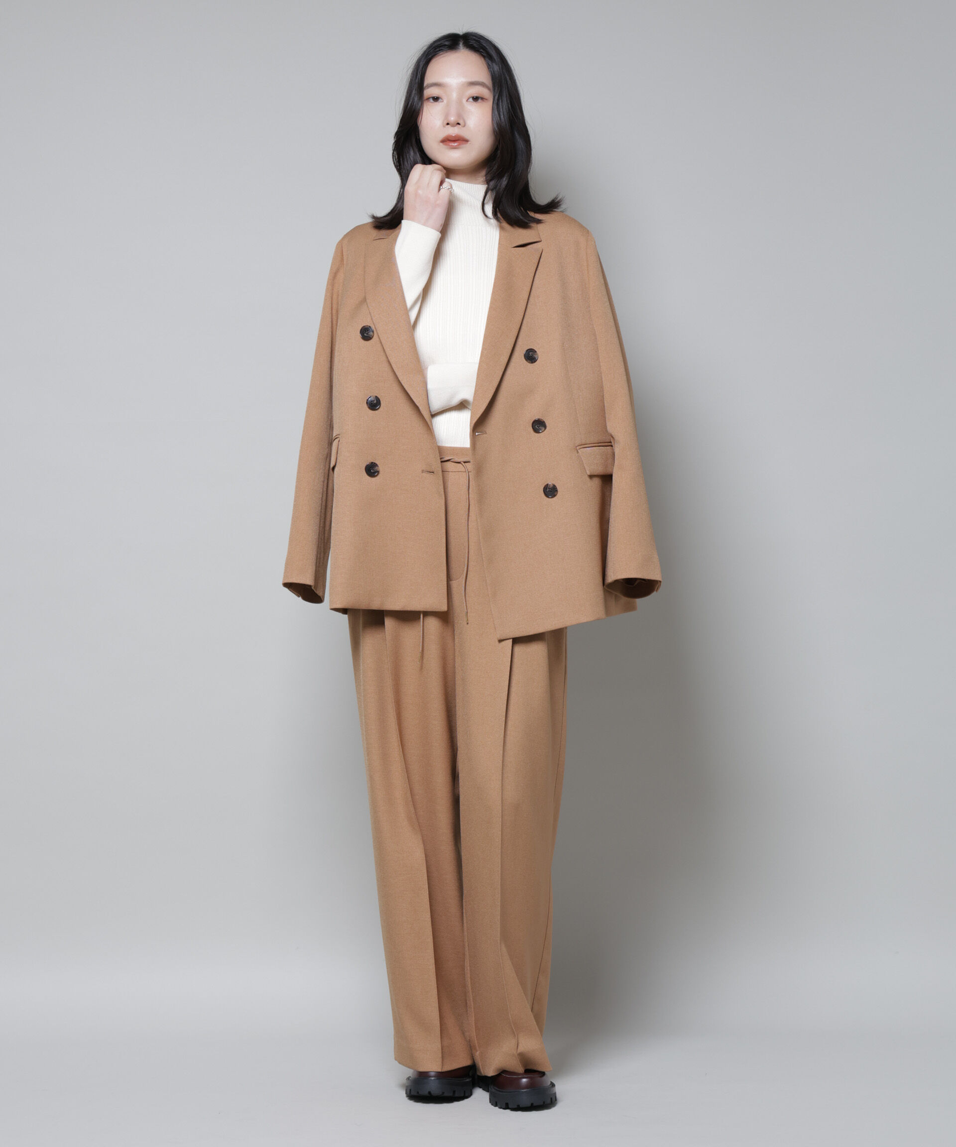 nano･universe「ストレッチサージダブルジャケット(セットアップ可)」|テーラードジャケット|