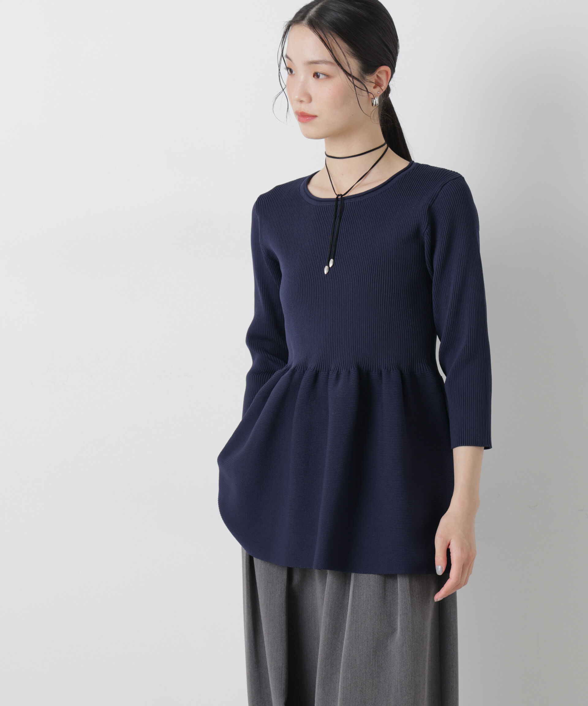 nano･universe「洗濯機洗い可スポンディッシュニットペプラムシルエットトップス」|ニット・セーター|