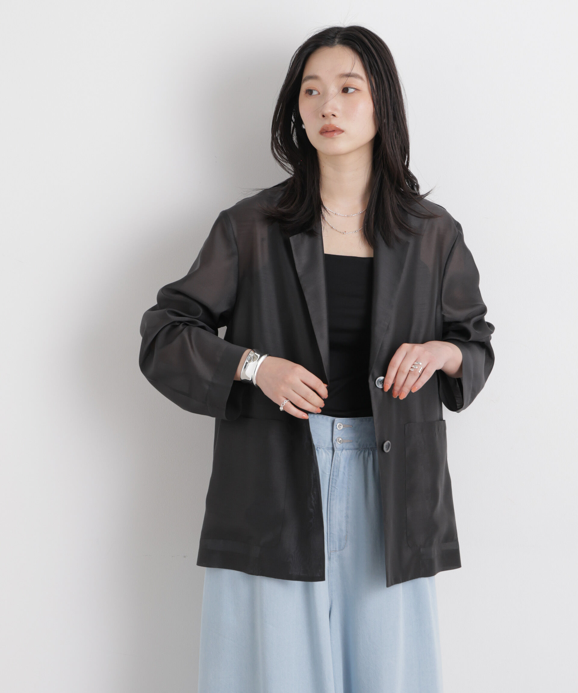 nano･universe「シアーテーラードオーバージャケット」|テーラードジャケット|