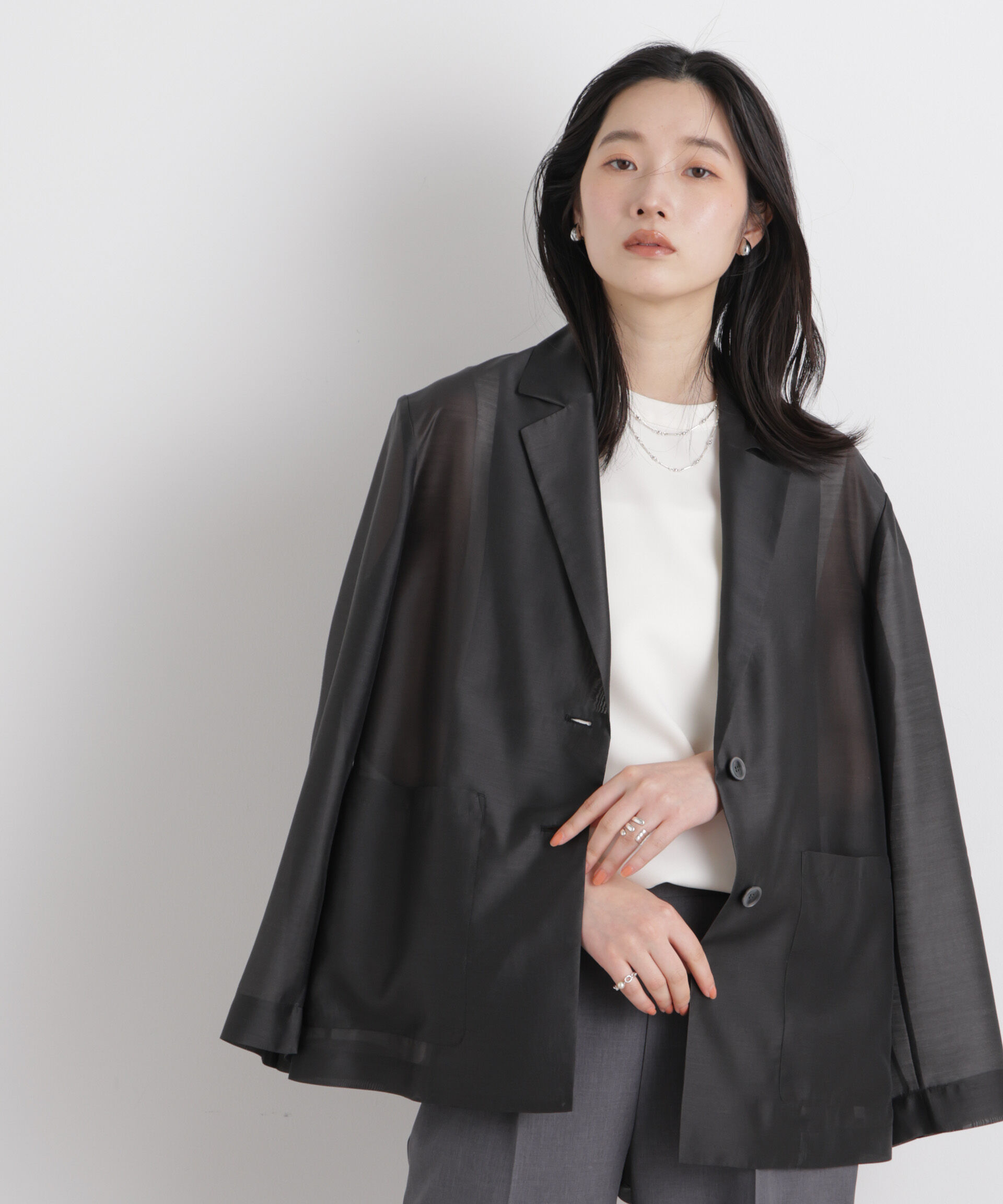 nano･universe「シアーテーラードオーバージャケット」|テーラードジャケット|