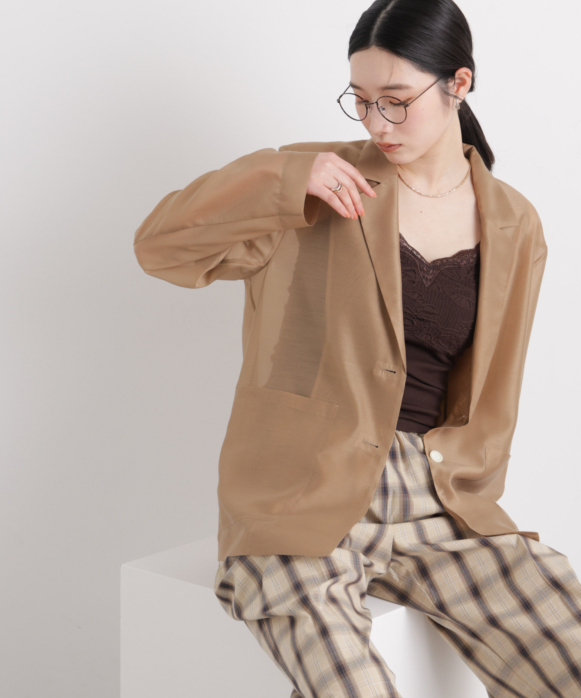 nano･universe「シアーテーラードオーバージャケット」|テーラードジャケット|