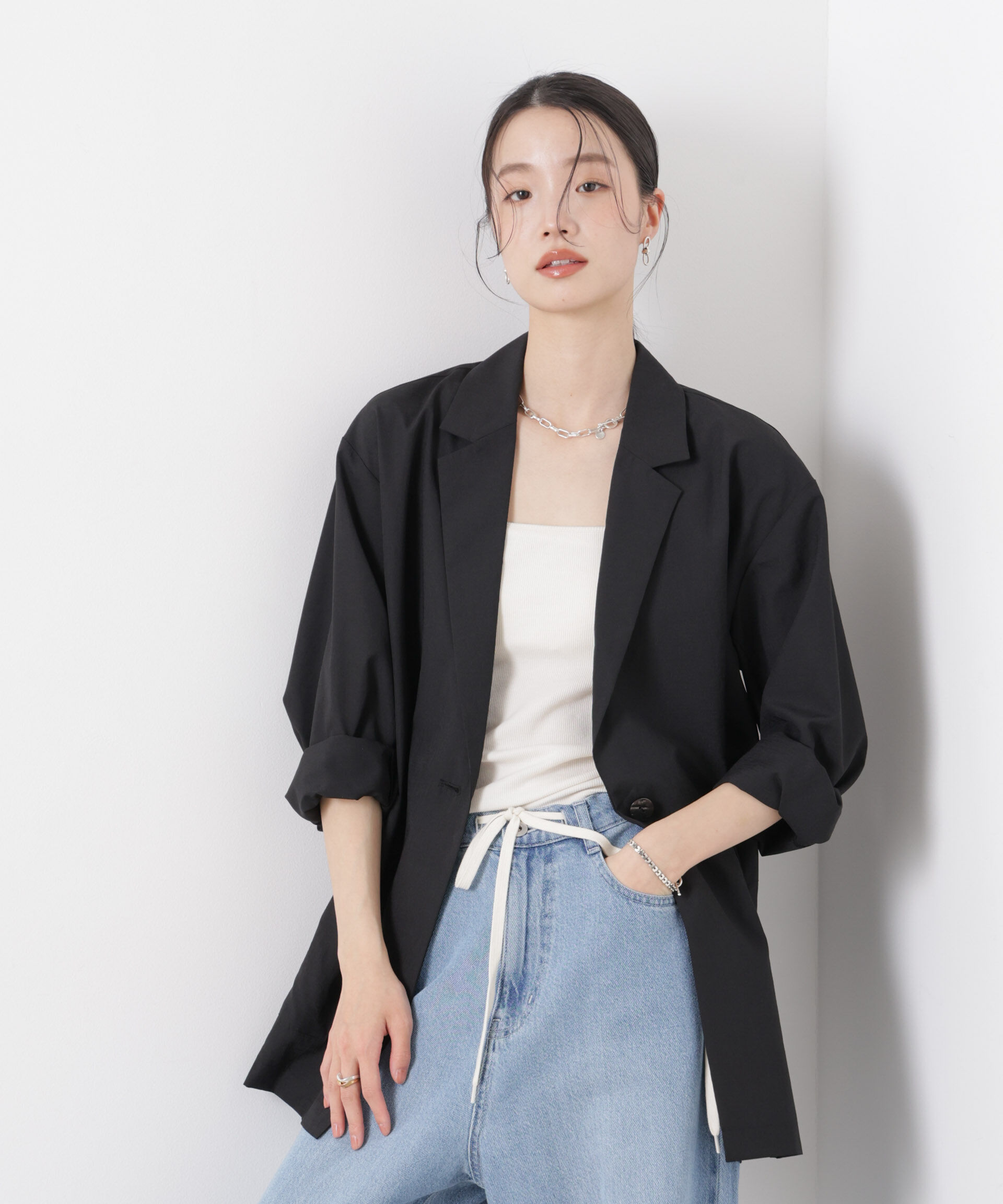 nano･universe「ソフトシアーシングルジャケット(セットアップ可)」|テーラードジャケット|