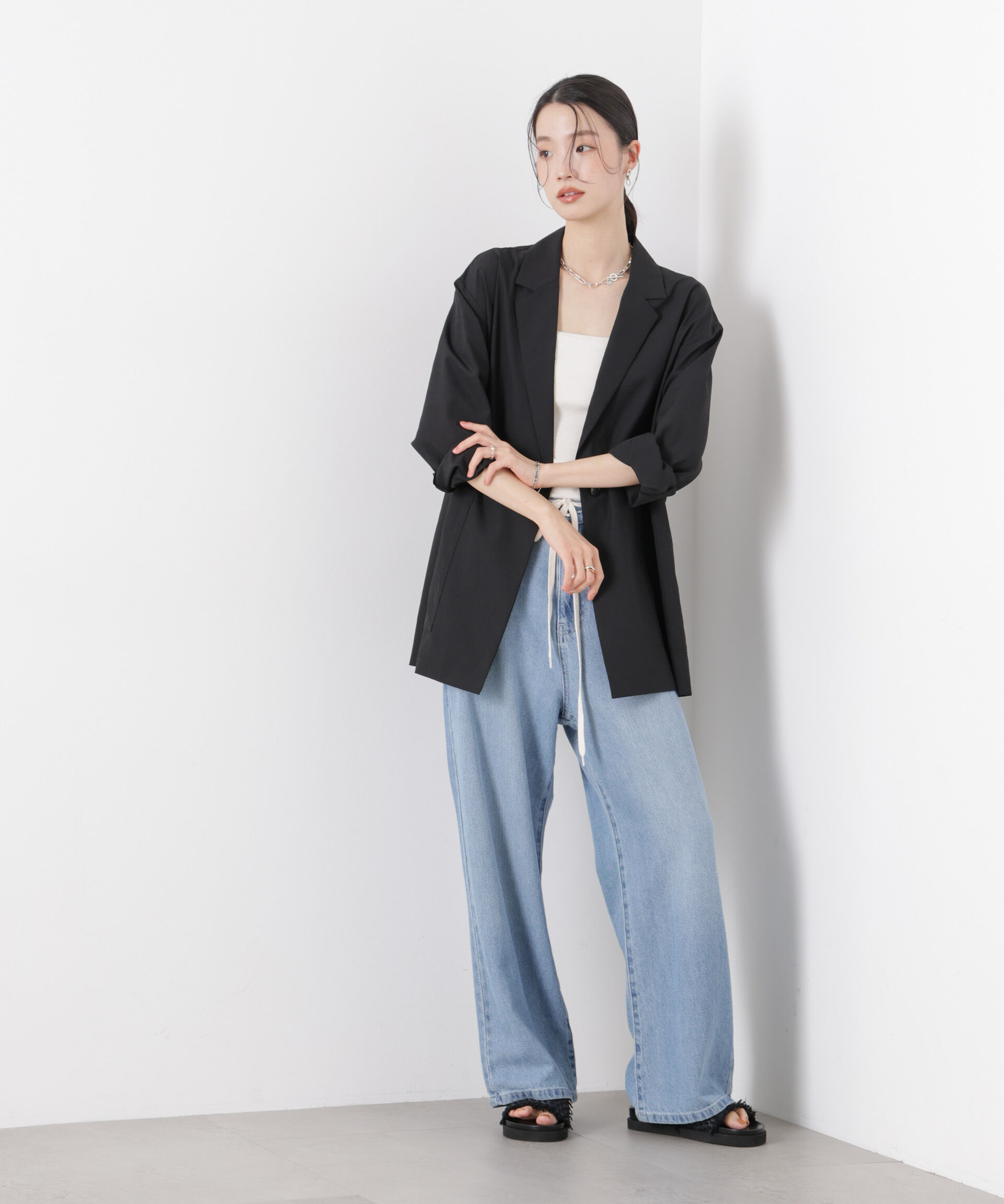 nano･universe「ソフトシアーシングルジャケット(セットアップ可)」|テーラードジャケット|