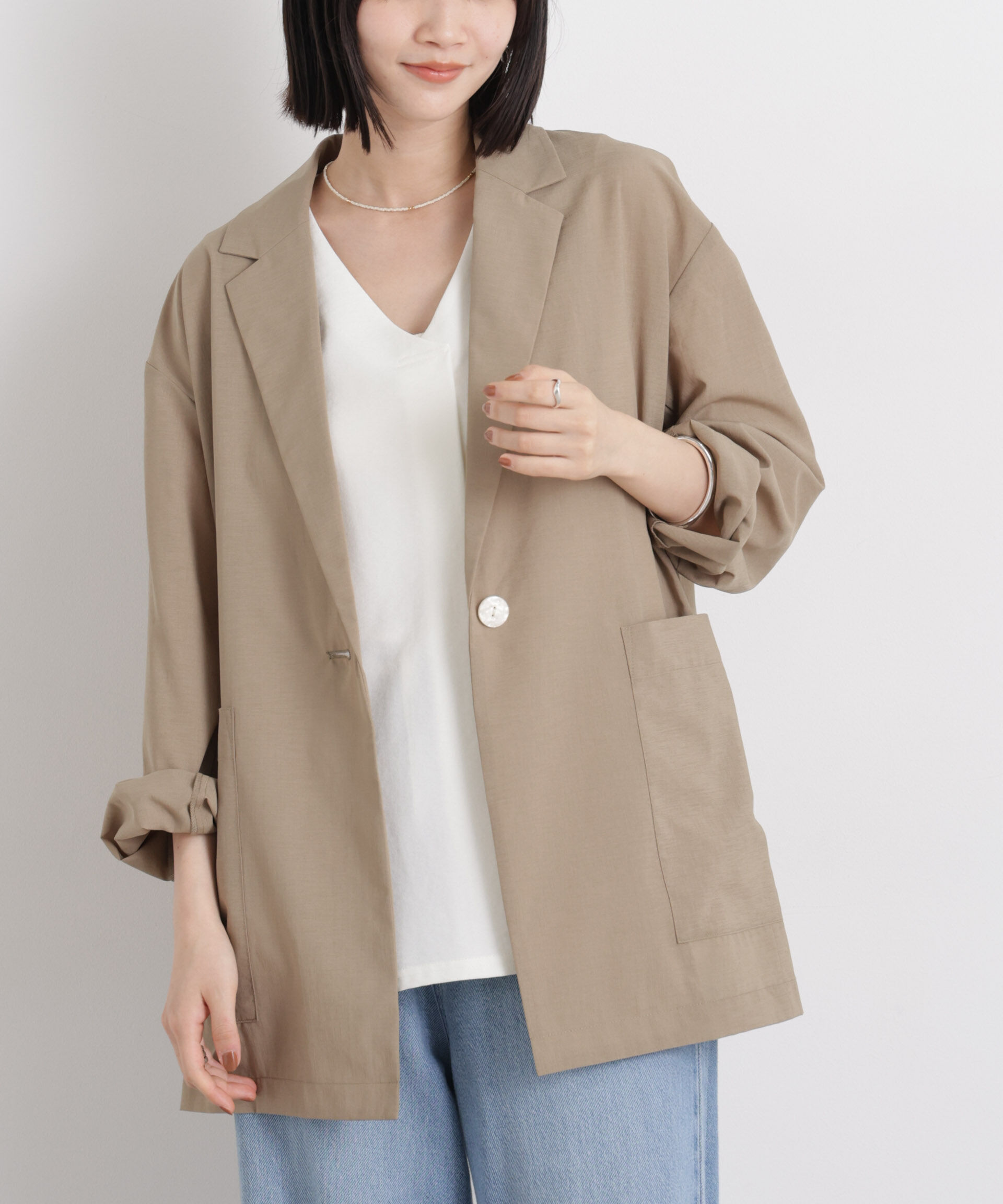 nano･universe「ソフトシアーシングルジャケット(セットアップ可)」|テーラードジャケット|