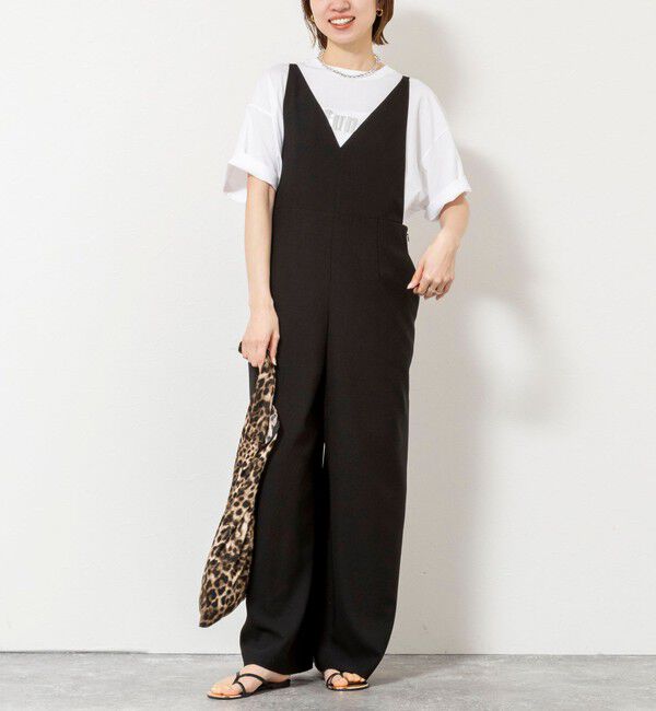 NOLLEY'S「ウォッシャブル多機能ツイルサロペットパンツ」|オールインワン|ブラック