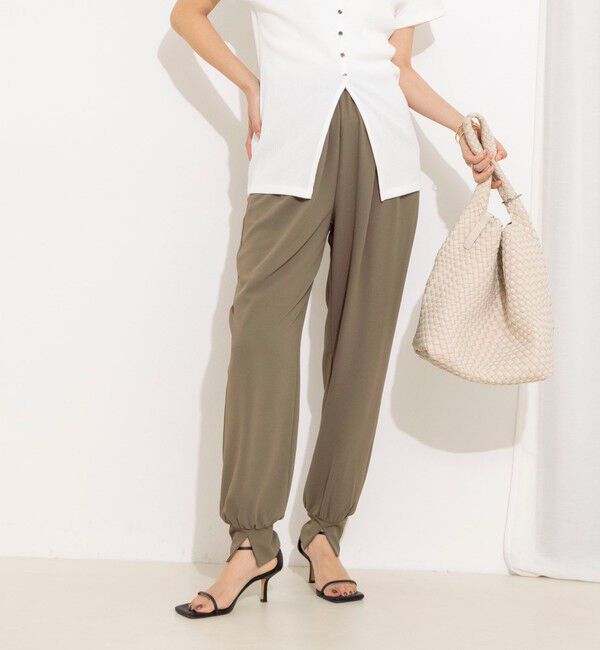 NOLLEY'S「【WEB＆一部店舗限定カラー】《セットアップ対応》ジョーゼットジョガーパンツ」|チノ|オリーブ