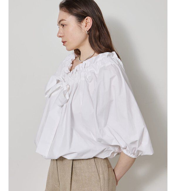  「コットンタイプライターギャザーブラウス」|シャツ・ブラウス|
