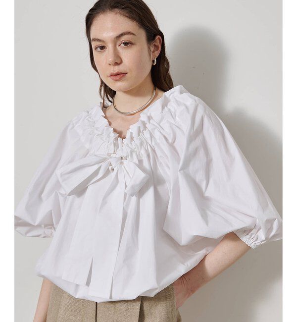  「コットンタイプライターギャザーブラウス」|シャツ・ブラウス|