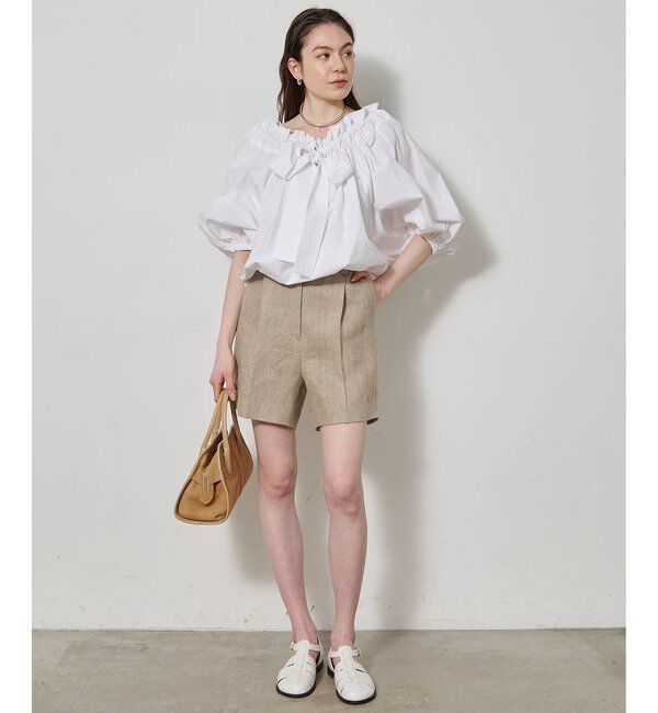  「コットンタイプライターギャザーブラウス」|シャツ・ブラウス|