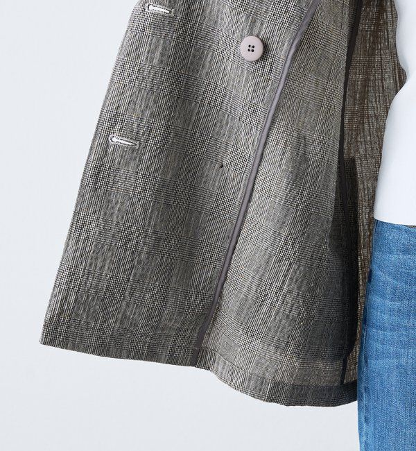  「予約【こなれた印象に】バンピーチェックハーフスリーブジャケット」|テーラードジャケット|