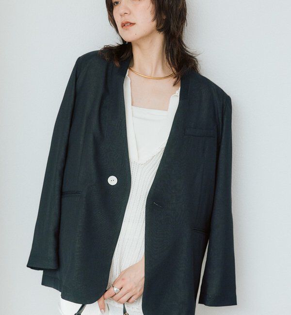  「【a Nice （ア ・ニース）】ノーカラージャケット」|テーラードジャケット|