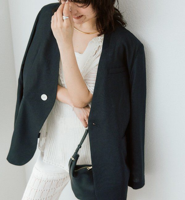  「【a Nice （ア ・ニース）】ノーカラージャケット」|テーラードジャケット|