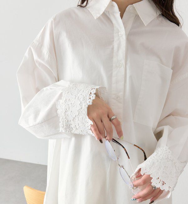  「裾レーススキッパーシャツ」|シャツ・ブラウス|