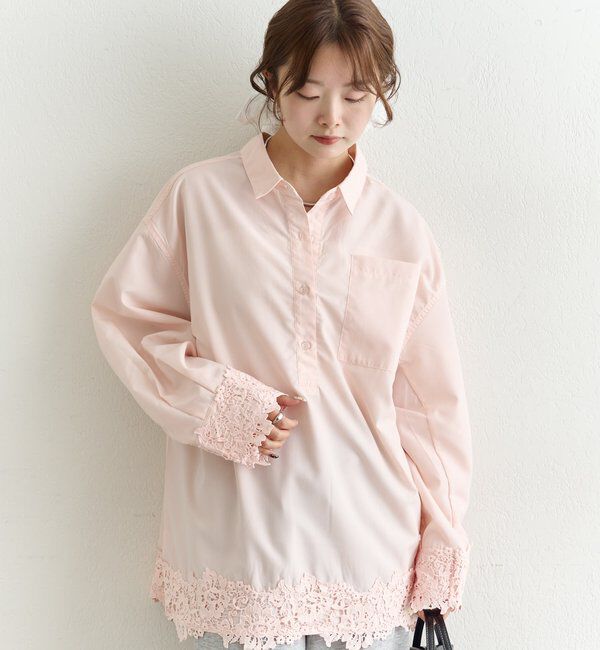  「裾レーススキッパーシャツ」|シャツ・ブラウス|