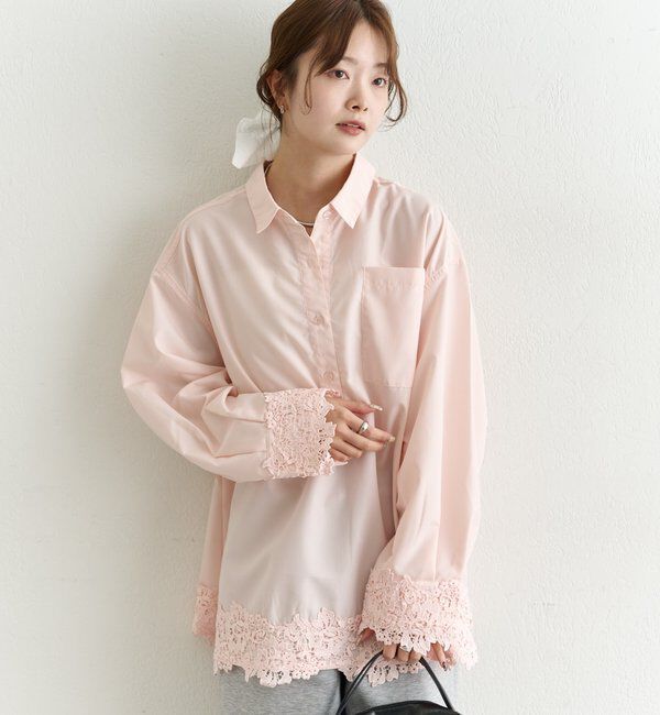  「裾レーススキッパーシャツ」|シャツ・ブラウス|