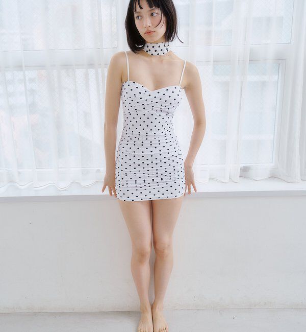  「クロスギャザーミニワンピスイムウェア」|ビキニ|