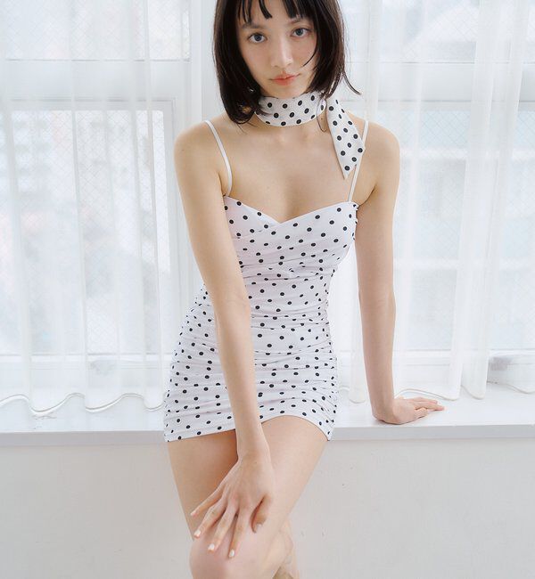  「クロスギャザーミニワンピスイムウェア」|ビキニ|