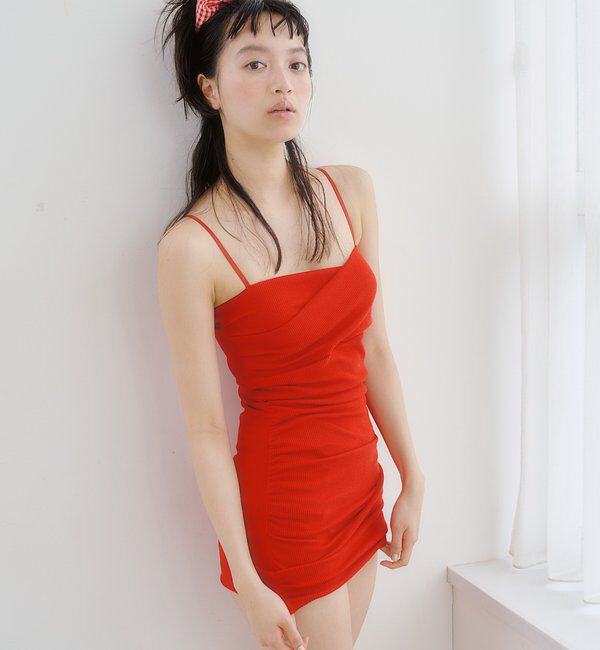  「クロスギャザーミニワンピスイムウェア」|ビキニ|