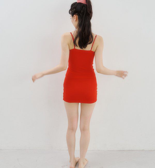  「クロスギャザーミニワンピスイムウェア」|ビキニ|